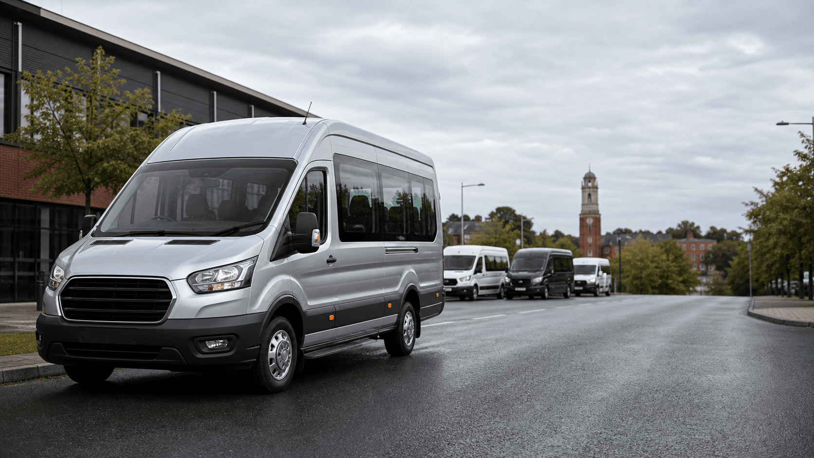 Self-drive minibus ready for passenger travel in Loughborough