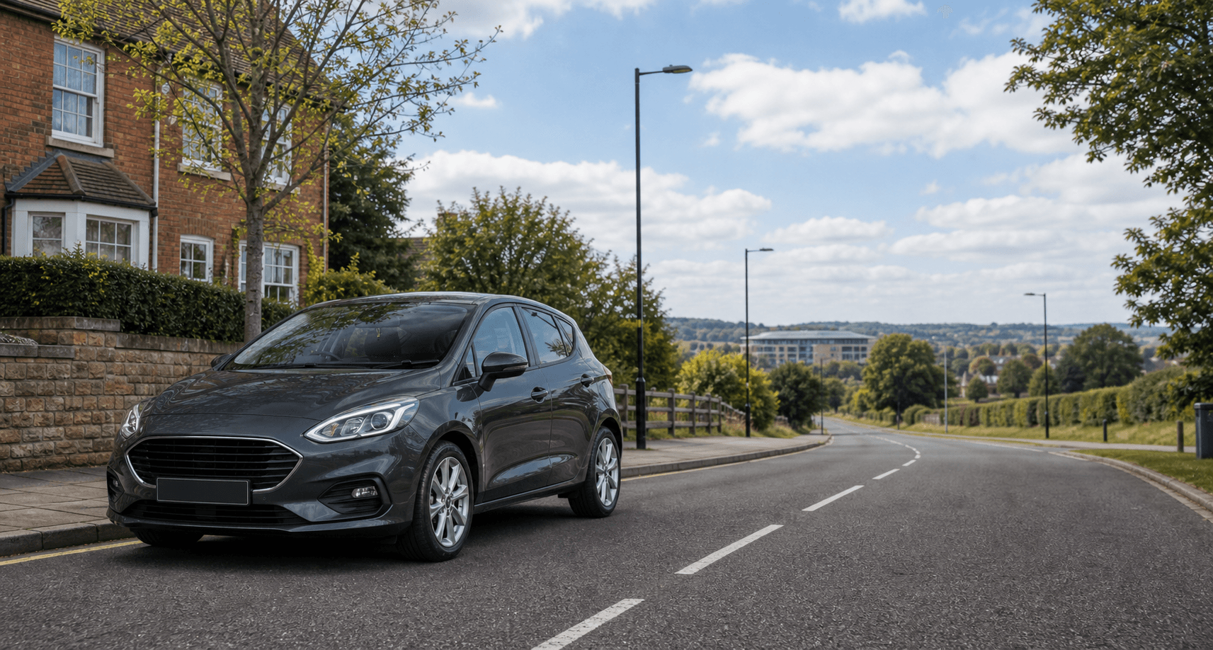 Compact hire car ready for practical travel around Hinckley